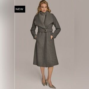 Donna Karan Charcoal Trench Coat with Belt